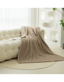 Manta Plaid Microfibra de Coralina GALAND beige de Clara Vidal 140x200 cm