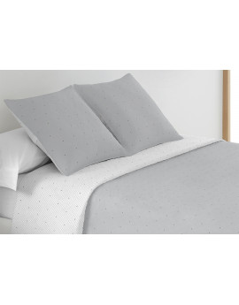 Colcha Bouti Reversible Bordada PLATINIUM Suave Bicolor gris