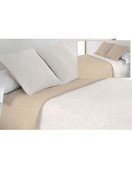 Colcha Bouti Reversible Bordada PLATINIUM Suave Bicolor beige