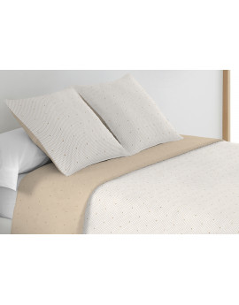 Colcha Bouti Reversible Bordada PLATINIUM Suave Bicolor beige