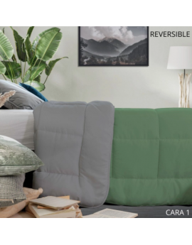 Edredón Nórdico Económico reversible VERDE / GRIS 300 gr. tacto seda